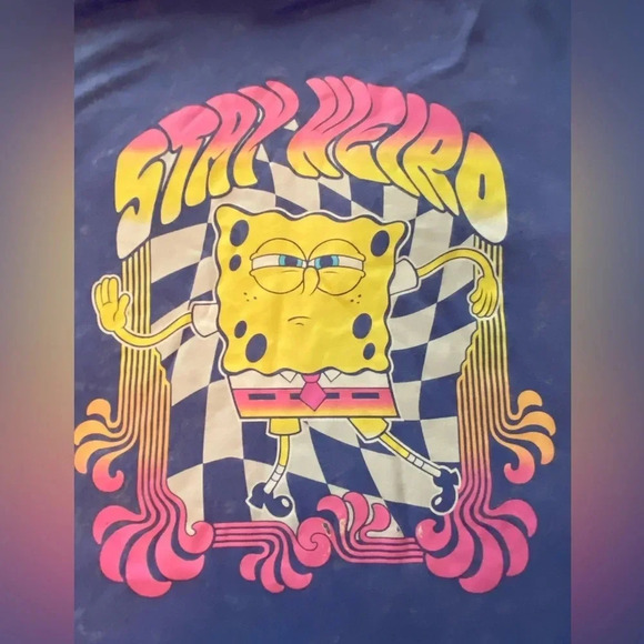 Nickelodeon SPONGEBOB SQUARE PANTS Stay Weird Psychedelic Neon Purple T-shirt 2X - Picture 6 of 8
